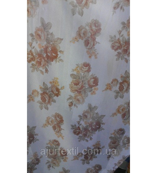 Тюль печать "Нежный букетик беж"