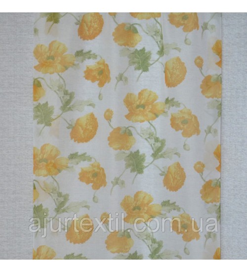 Тюль печать " Маки " желтые