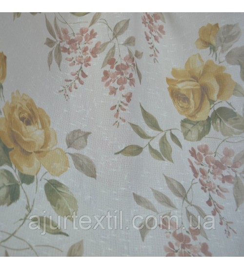 Тюль лен "Роза" коричневая