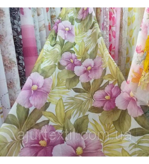 Тюль печать "Фиолетовый цветок"