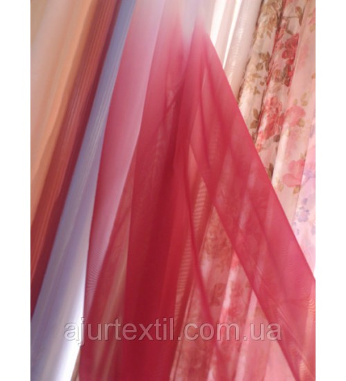Тюль вуаль бордово-вишнево-белая