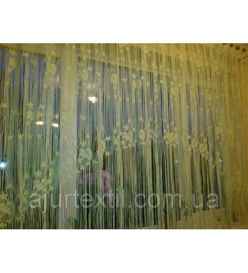 Шторы нити "Листья" зеленый 