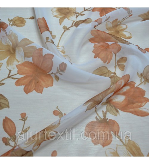 Тюль печать "Соцветие" белый