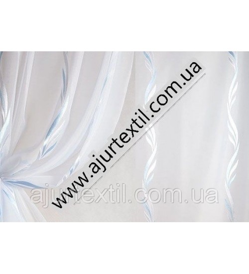 Тюль вуаль фентези "Голубой завиток"