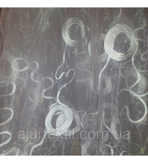 Тюль органза "Кольца"белые