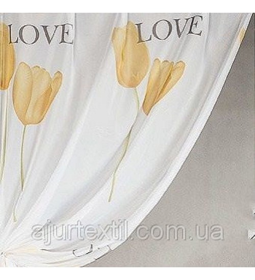 Тюль печать "Тюльпаны" желтый