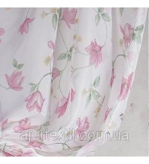 Тюль печать "Нежность" розовый