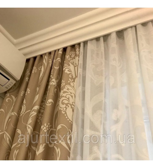 Штора лен Турция  "Превосходство" светлый