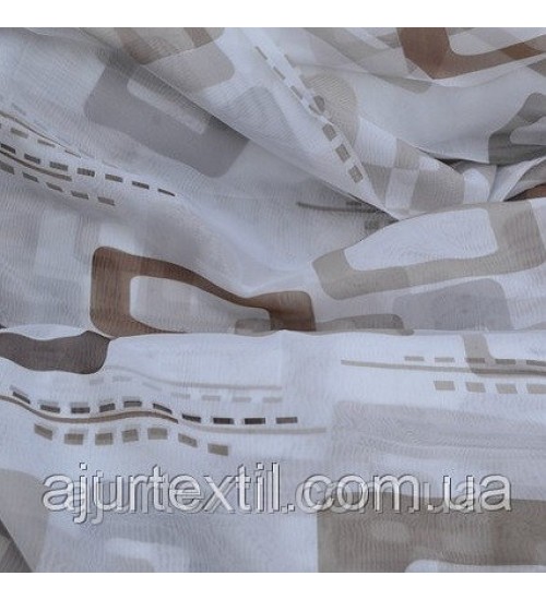 Тюль печать "Квадраты" коричневый