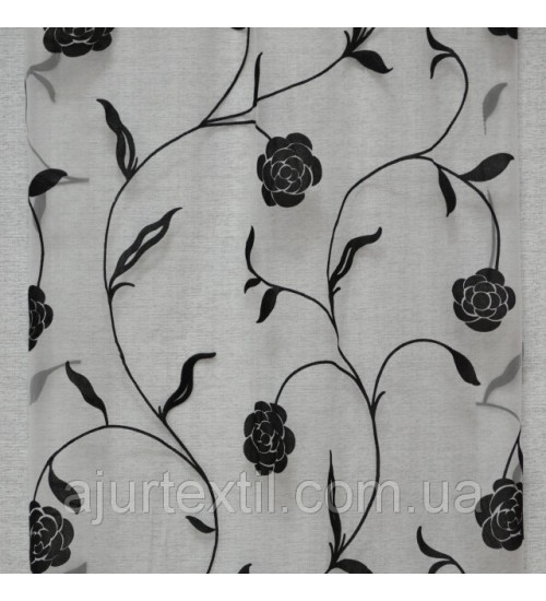 Органза флок "Розочки" черные