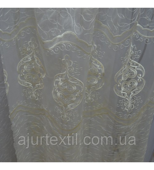 Тюль органза с кристалоном " Арканзас" молочная