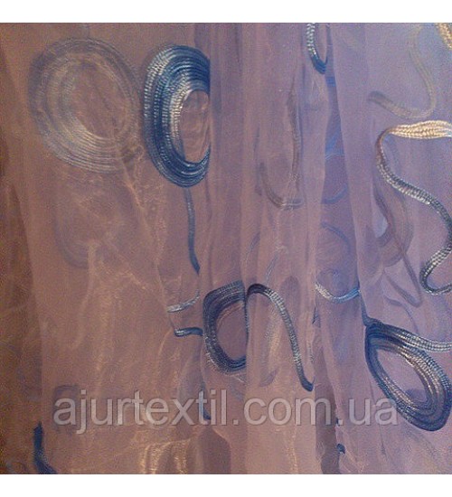 Тюль органза "Кольца" голубой