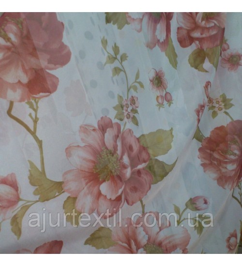 Тюль печать пион "Богемия" 