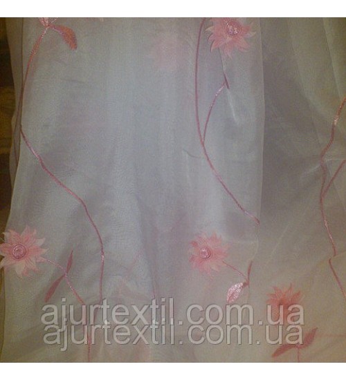 Тюль шифон "Розовая Ромашка" 
