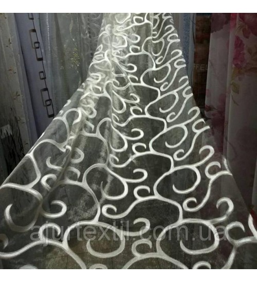 Тюль елит органза с жаккардом "Сольер" белый