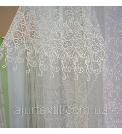Тюль фатин "Снежная королева" молочная