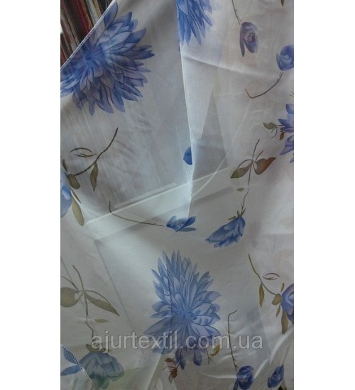 Тюль печать "Голубые цветы"