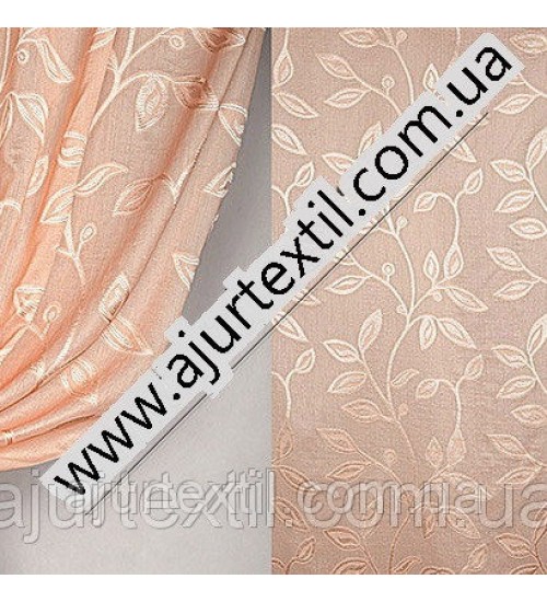 Тюль лен с кристалоном персик "Королевская"