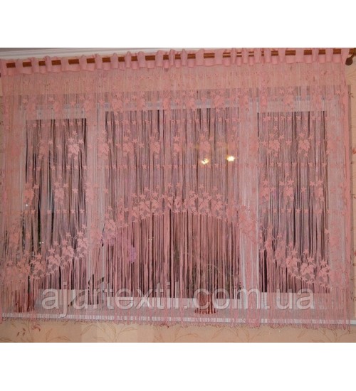 Шторы нити "Листья" розовый