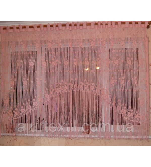Шторы нити "Листья" розовый