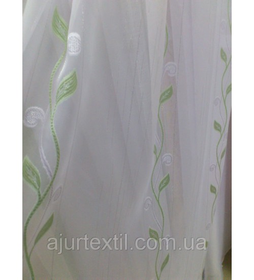 Тюль вуаль фентези "Плетение" зеленый