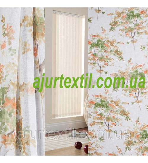 Тюль лен "Весна" акварель