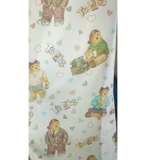 Штора детская "Тедди" зеленая