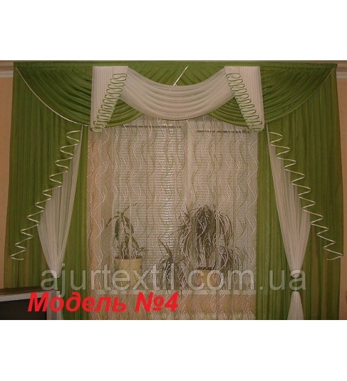 Ламбрекен для гостиной  № 4 (комплект шторки и ламбрекен)