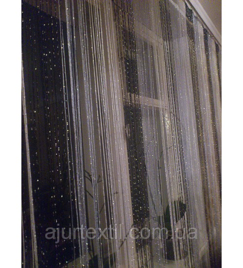 Шторы нити с люрексом радуга черно-белые с серым
