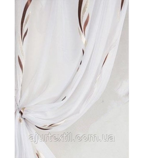 Тюль вуаль фентези "Коричневый завиток"