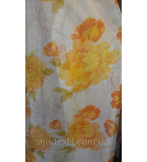 Тюль печать "Цветы с цветами" 