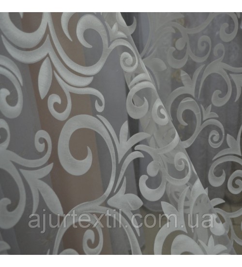 Тюль органза деворе "Королевский завиток" белая