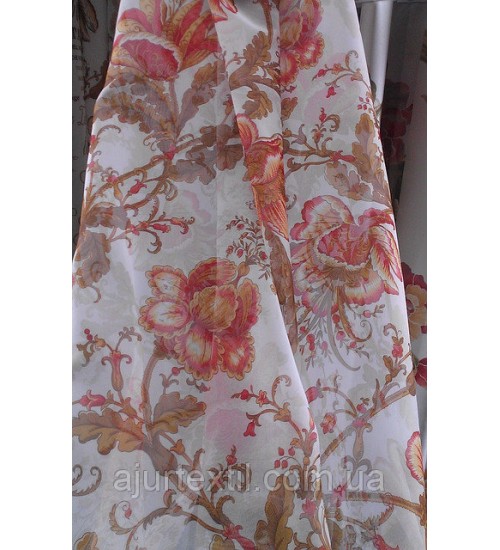 Тюль  вуаль печать "Ванилька" 