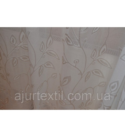 Тюль лен с кристалоном молочная  "Королевская"