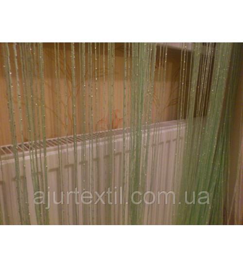 Шторы нити с люрексом однотон салатовый