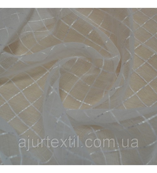 Тюль лен "Сети" молочная