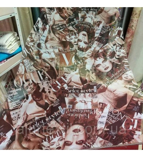 Тюль печать "Vocue" коричневая