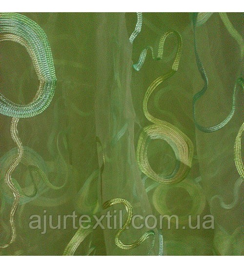 Тюль органза "Кольца"салатовая