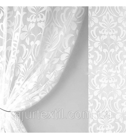 Тюль органза флок "Лиана" белая