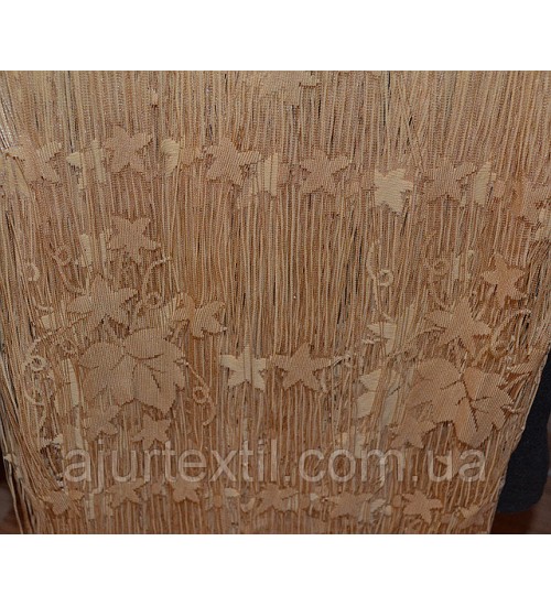 Шторы нити "Листья" горчичный