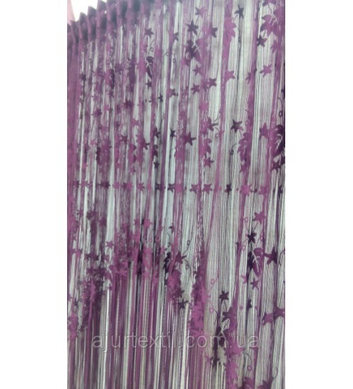 Шторы нити "Листья" виноград темный