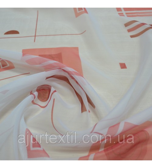 Тюль печать "Абстракция" красный