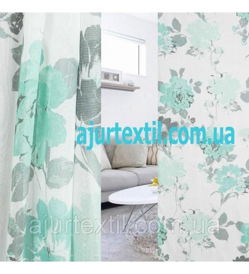 Тюль лен бирюза "Джулиас"