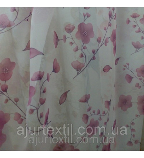 Тюль печать "Сакура сирень"