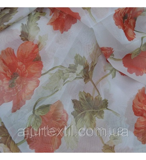 Тюль печать "Маки"