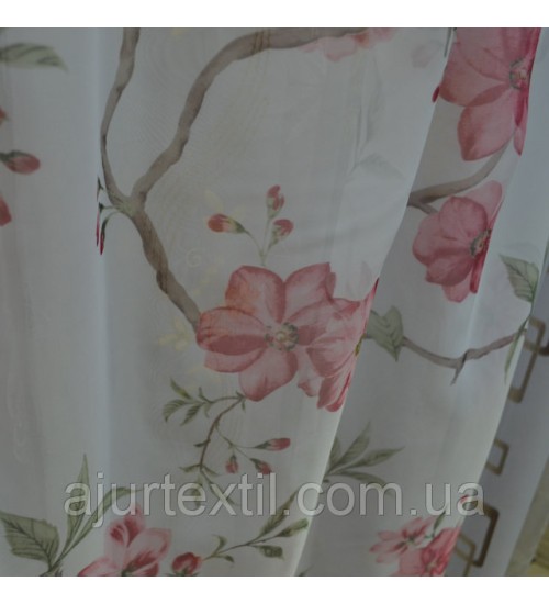Тюль печать "Цветы на ветке Нежность"