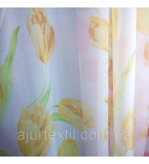 Тюль печать "Желтые тюльпаны"