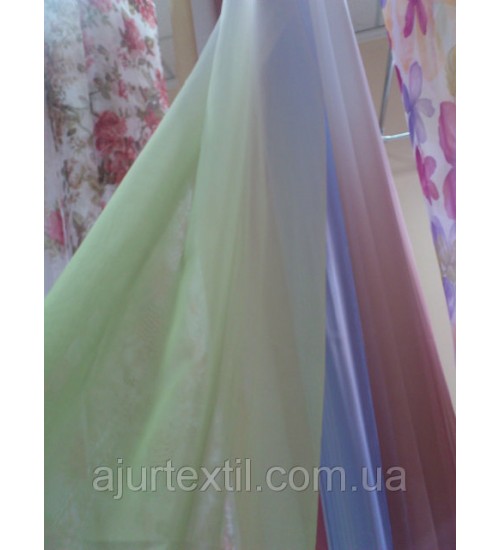 Тюль вуаль зелено- белая