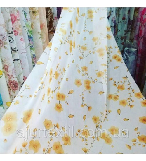 Тюль печать "Сакура желтая"