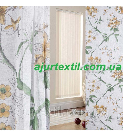 Тюль лен Турция "Ветки 